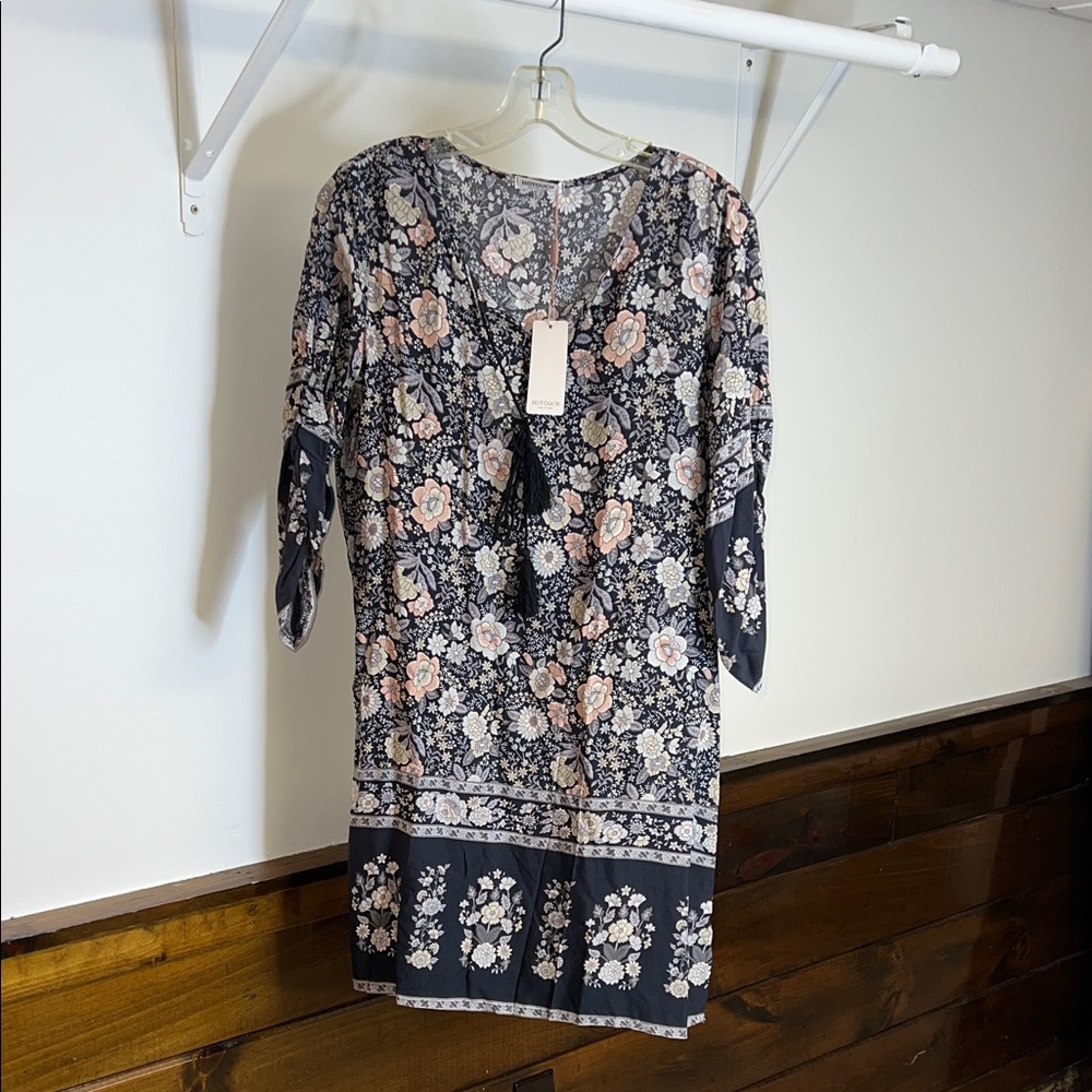 NWT‎ Amazon Boho Floral Patterned Dress with Tassel Detail- S